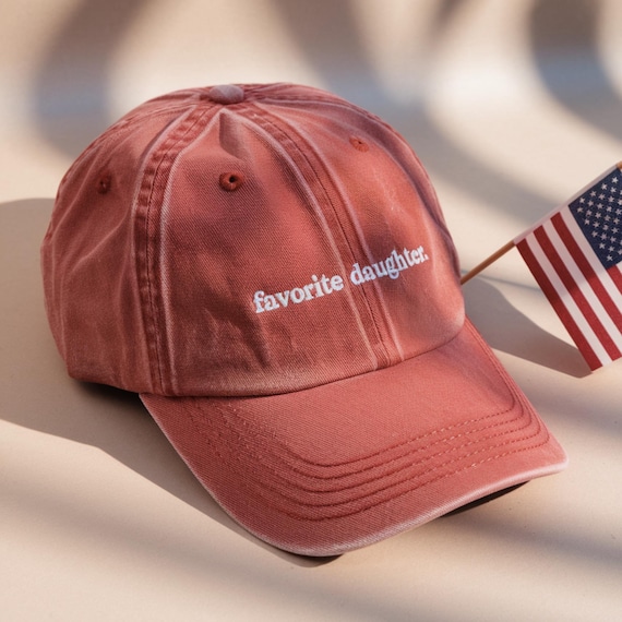 Favorite Daughter Embroidered Hat – Washed Red Cotton Baseball Cap