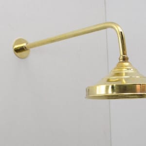 Système de douche en laiton antique non laqué, pommeau de douche à effet pluie avec bras de douche et poignées personnalisables