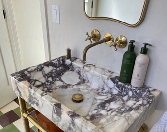Unlacquered Solid Brass Wall Mount Faucet – Vintage Cross Handle Waterfall Tap