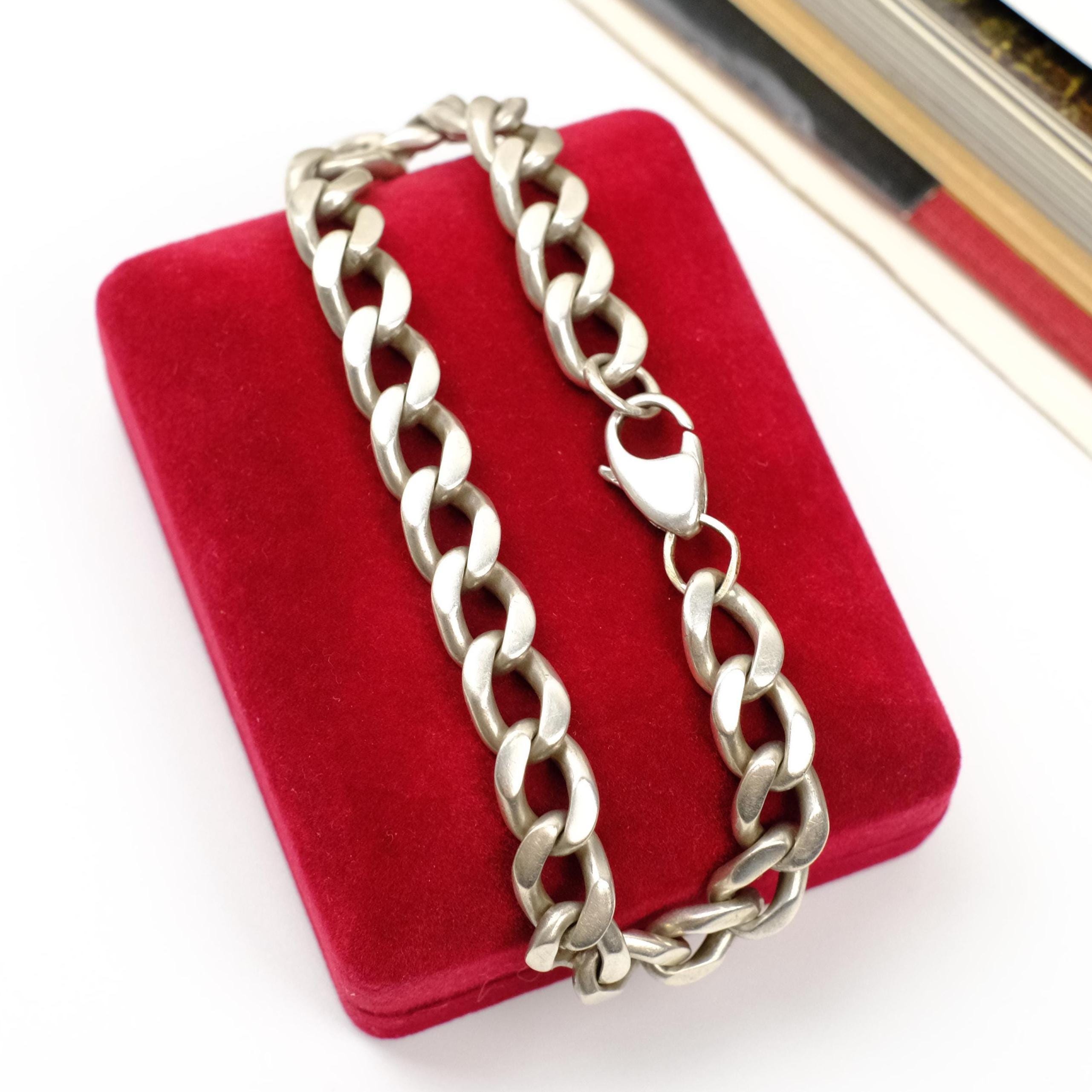 Vintage Sterling Silver Curb Chain Bracelet 32 G– Heavy 875 Solid