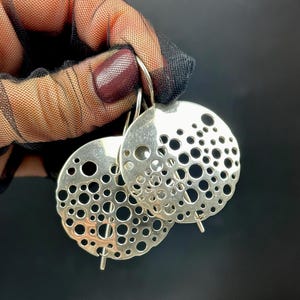Extra Large Vintage round Earrings 925 Sterling Silver, Ukrainian silver jewelry