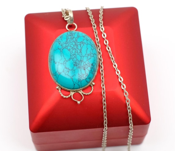ヴィンテージターコイズペンダント：スターリングシルバーのアンカー