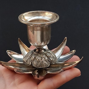 Art Nouveau Candle Stick 800 silver, Vintage sterling silver candle holder, silver candlesticks Weight 103 g