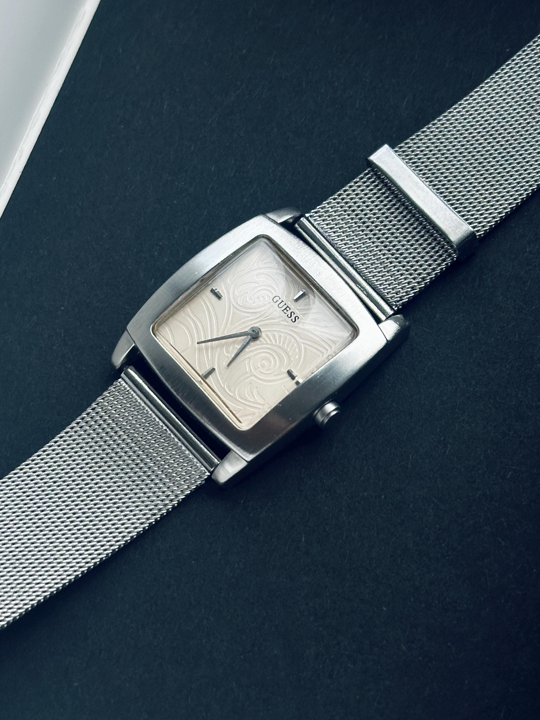 Vintage GUESS Watch Womens, Silver Mesh Bracelet, Square  display picture 1