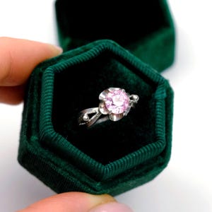 Vintage Soviet ring with a pink crystal, USSR ring with transparent stone, Small size 3.5-4 US ring with crystal, Soviet ring IBR stamp
