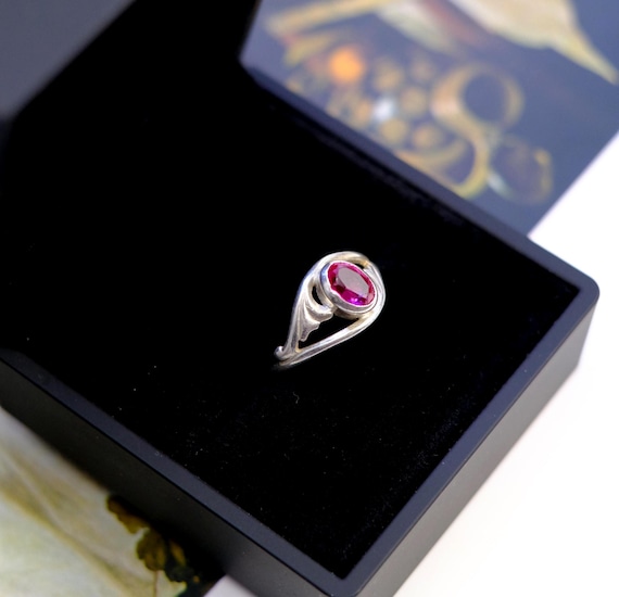 Vintage Soviet ring with ruby, vintage silver 875… - image 2