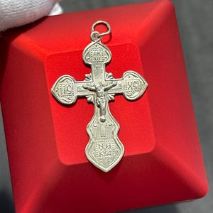 Sterling Silver Crucifix Pendant 925 with Chain - Vintage Orthodox Cross Christian Religious Jewelry