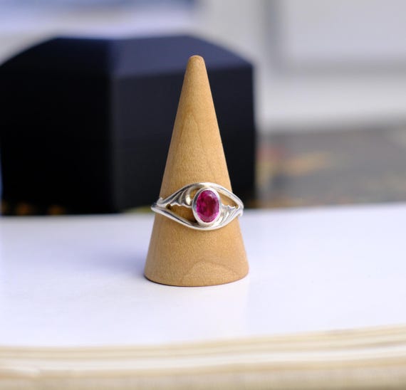 Vintage Soviet ring with ruby, vintage silver 875… - image 5