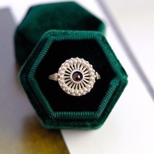 Unique vintage ring with Sterling Silver and ruby in art deco style, Ukrainian vintage ring early 90s