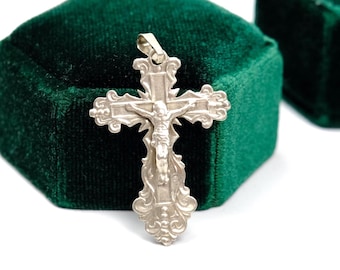 Christian Orthodox Crucifix Jesus Cross, Vintage sterling cross cross, Orthodox Ukrainian cross, Ukrainian Christian jewelry