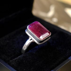 Vintage Sterling Silver Ruby Ring - US Size 8