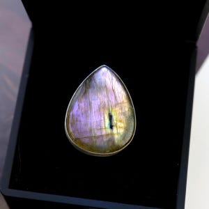 Labradorite Ring Vintage 925 Sterling Silver Natural Gemstone Statement Jewelry