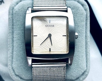 Vintage GUESS Watch Womens, Silver Mesh Bracelet, Square  display picture 3