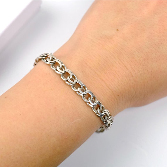Vintage Sterling Silver Chunky Bracelet Byzantine Weave, Wide