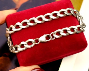 Vintage Sterling Silver Curb Chain Bracelet 32 G– Heavy 875 Solid
