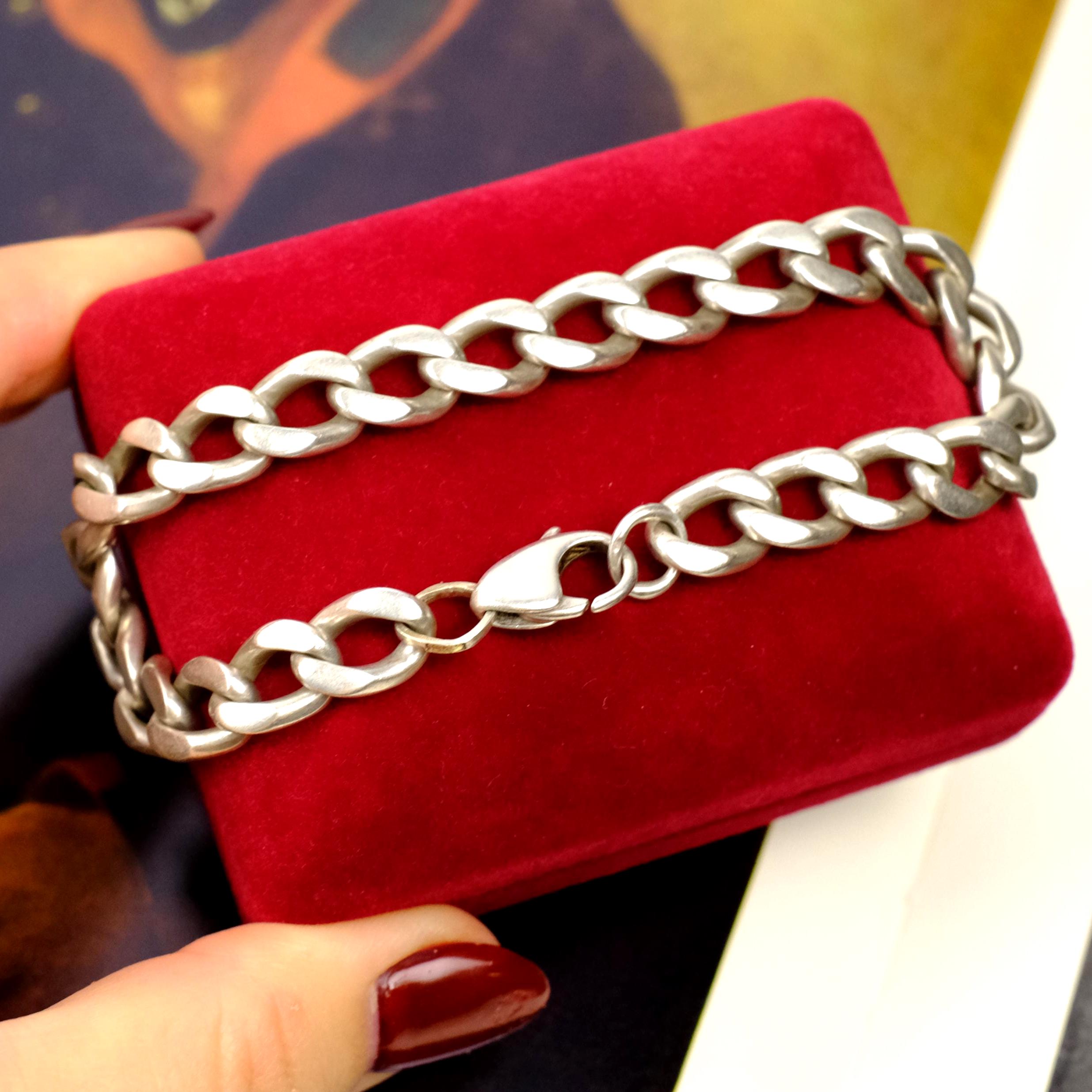 Vintage Sterling Silver Curb Chain Bracelet 32 G– Heavy 875 Solid
