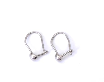 Vintage-Ohrringe aus Sterlingsilber, 925er-Punze aus der Ukraine, kleine Kugelperle am Drahthaken, minimalistischer Kinderschmuck, erstes Geschenk für Mädchen
