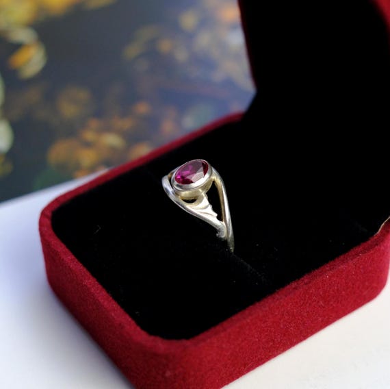 Vintage Soviet ring with ruby, vintage silver 875… - image 7