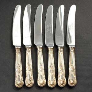 Vintage Silver Plated Knives: Antique Kings Pattern Cutlery, Sheffield England