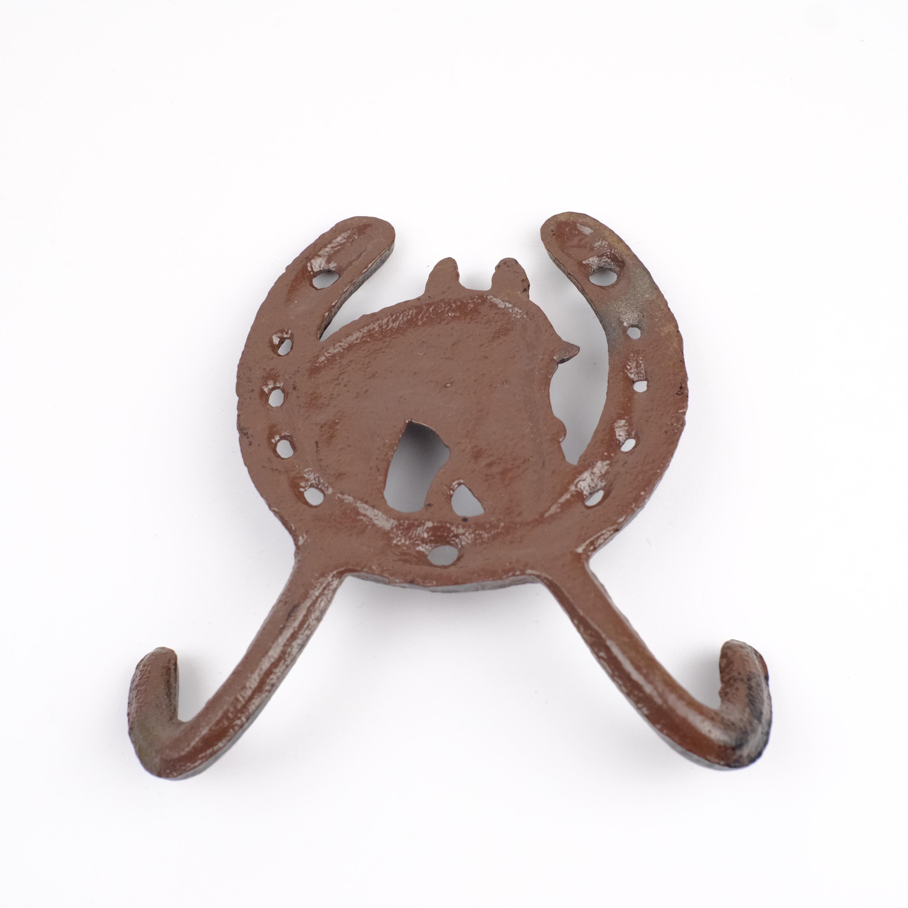 Distressed Cast Iron Wall Hanging Key Rack – Western Horse Shoe Ranch Plaque With Hooks