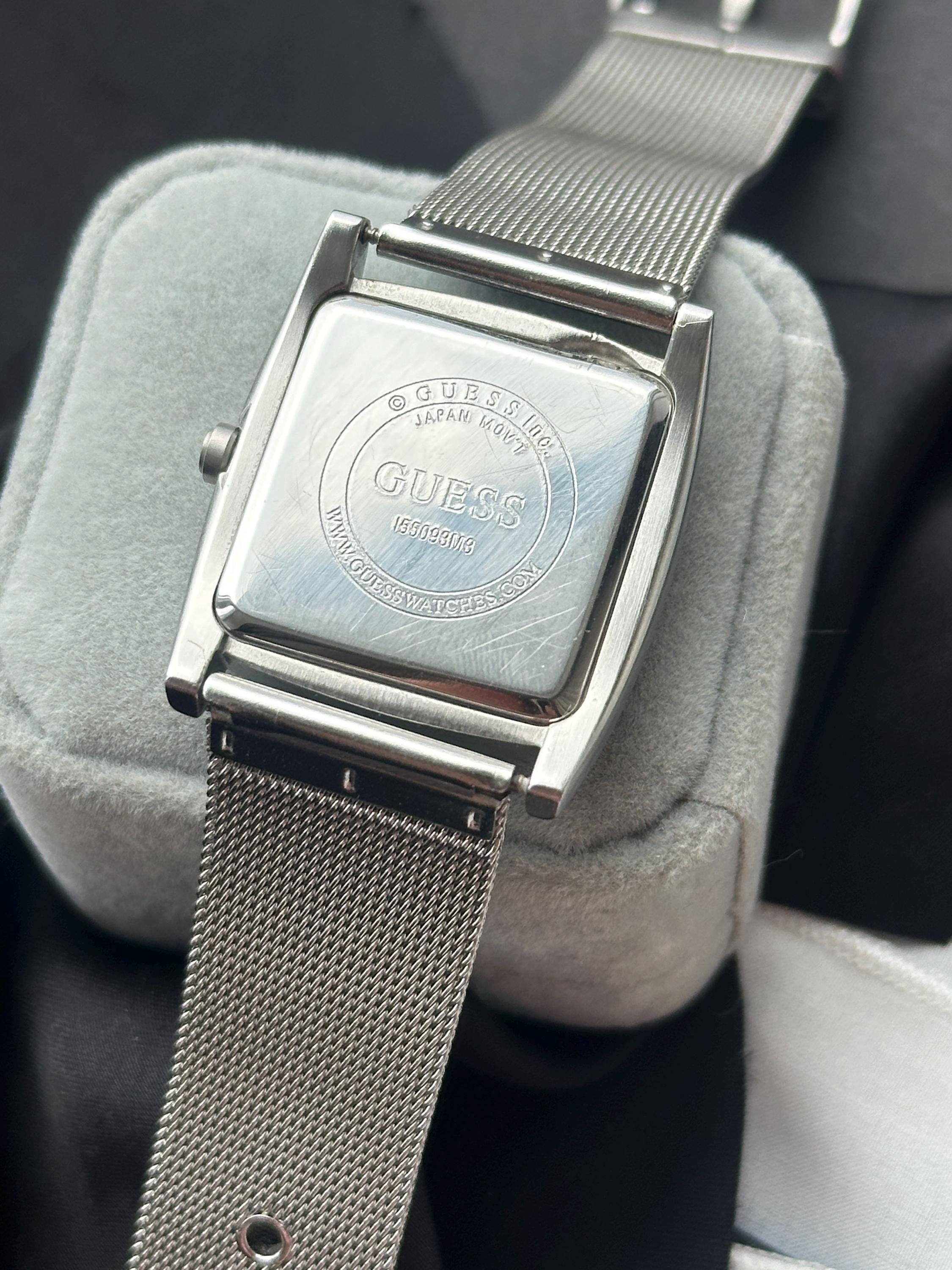 Vintage GUESS Watch Womens, Silver Mesh Bracelet, Square  Vintage Guess Rectangular Mesh Bracelet Watch – Y2K Silver Tone Women’s Watch main image 0