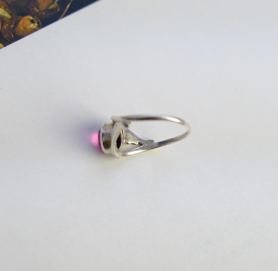 Vintage Soviet ring with ruby, vintage silver 875… - image 8