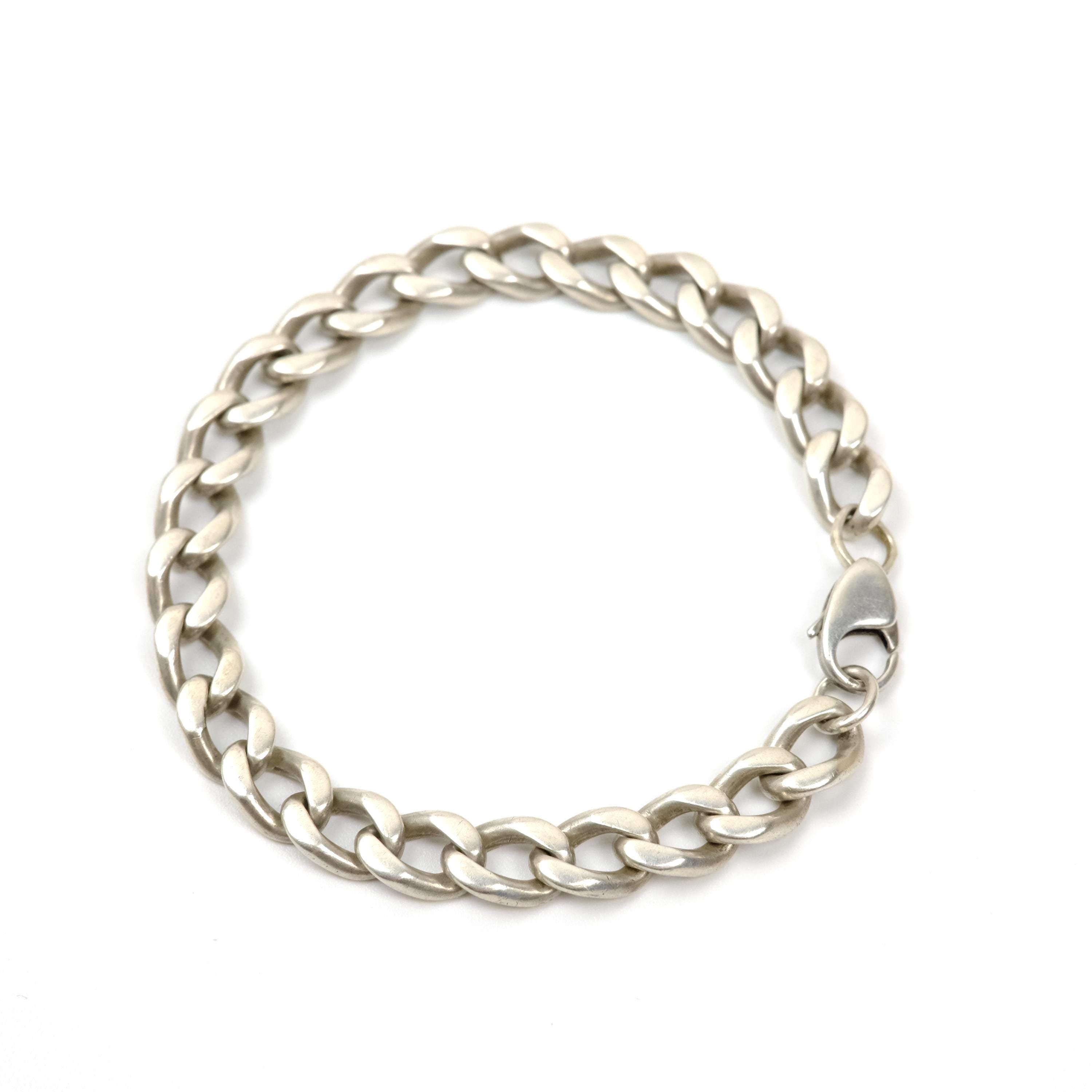 Vintage Sterling Silver Curb Chain Bracelet 32 G– Heavy 875 Solid