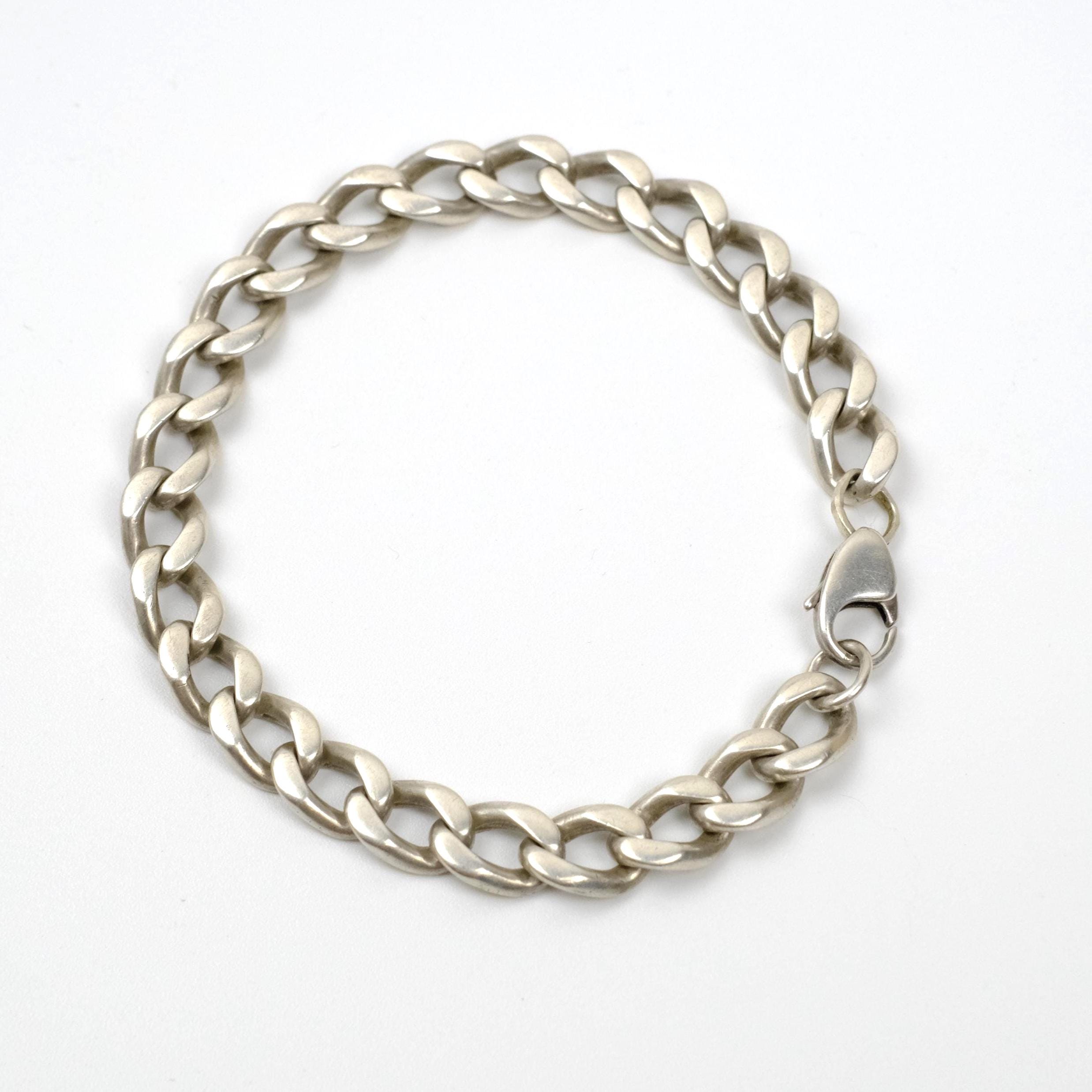 Vintage Sterling Silver Curb Chain Bracelet 32 G– Heavy 875 Solid