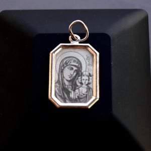 Sterling silver Virgin Mary Pendant  Miraculous pendant, Ukrainian Orthodox Jewelry, vintage Rectangular pendant icon Virgin Mary