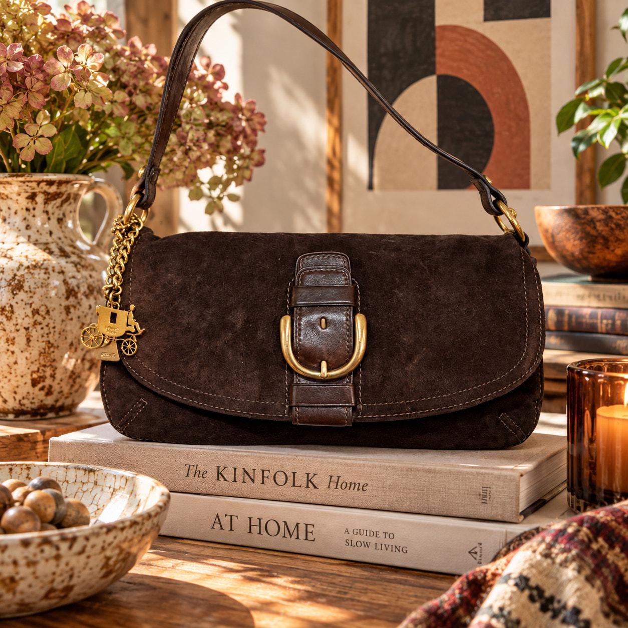 バッグ OLD COACH Vintage Suede Shoulder Bag Vintage Coach Suede Handbag - Etsy