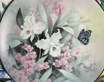 Jewels of the Flowers "Amethyst Flight" Collectors Plate, Tan Chun Chiu 1991