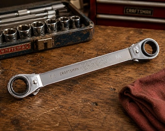 Vintage Craftsman USA 5/8 x 3/4 Offset Reversible Ratcheting Wrench 43364