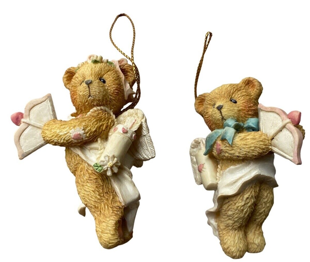 Cherished Teddies 3 Girl & Boy Cupid Angel Christmas Tree Ornaments