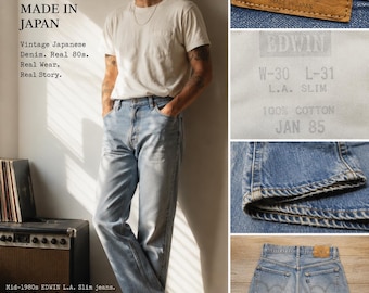 Pantalones vaqueros Indie Edwin Vintage 1985 Grunge Natural Distressed para hombre, talla 30/34, estilo gorpcore.