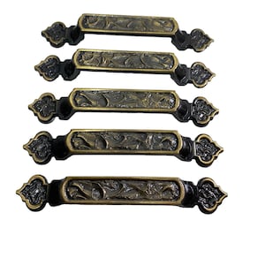 Vintage Amerock Ornate 3&quot; Center to Center Drawer Pulls Brass Gold Set Of 5