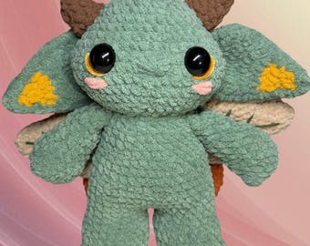 Handcrafted Plush Dragon Sage Green Woodland Fantasy Stuffed Animal Nursery Decor Gift