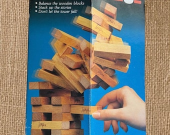 Vintage 1986 Milton Bradley Jenga MB 4793 Wood Block Game w/ Loading Tray