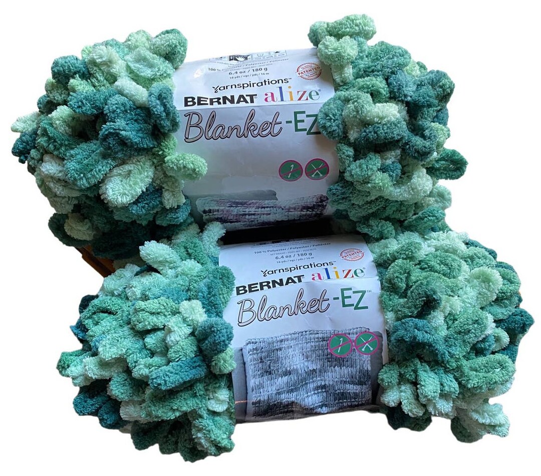 2 Skeins Bernat Alize Blanket EZ Variegated Hedge Green Loop Etsy