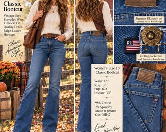 Vintage Polo Jeans Co Ralph Lauren Womens 10 Classic Bootcut Jeans Y2K Americana