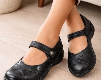 Cobb Hill Petra Mary Jane Czarne skórzane buty komfortowe 7,5W NIB szerokie