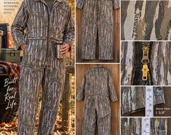 Vintage Walls Trebark Camo Coveralls Mens Large Hunting Jumpsuit 80s 90s Workwear