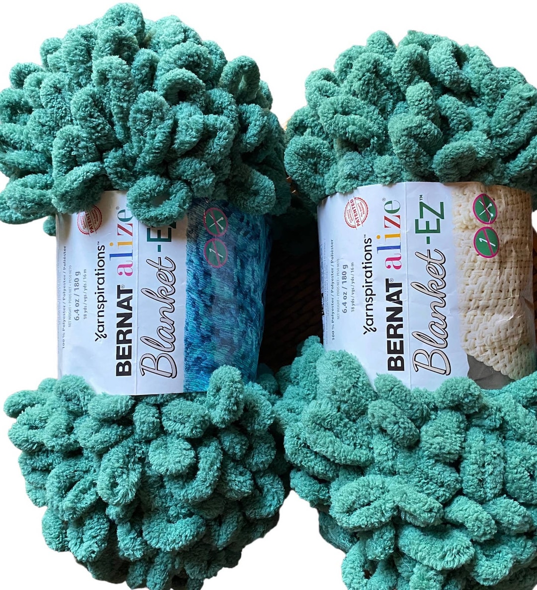 2 Skeins Bernat Alize Blanket EZ Hedge Green Color Loop Yarn Etsy