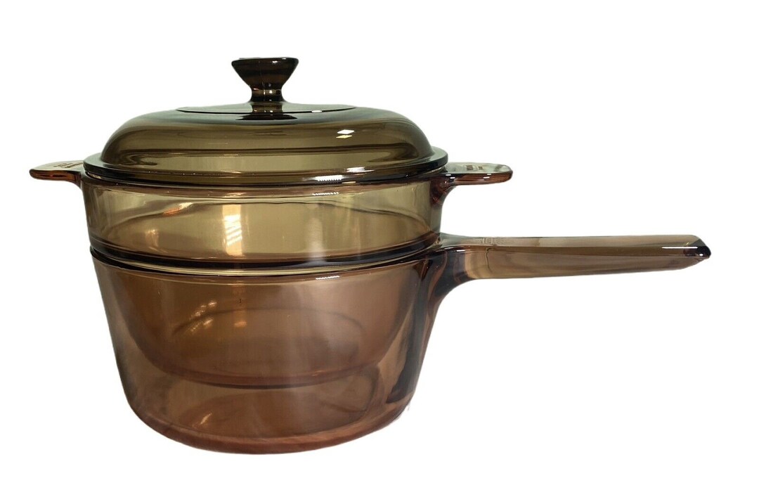 Corning Vision Ware Amber Glass Double Boiler Set 1.5L Saucepan Insert