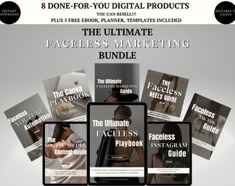 El paquete definitivo de planes de marketing sin rostro: 8 guías hechas para usted - Obtenga ingresos pasivos vendiendo productos digitales - Derechos de reventa de MRR/PLR