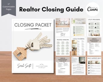 Realtor Closing Guide, Real Estate Closing Packet, Real Estate Closing Guide, Realtor Exit Packet, Closing Packet Real Estate, Closing Guide