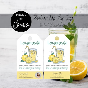 Realtor Summer Pop By Printable, Real Estate Lemondate Gift Tag, Realtor Summer Pop By, Realtor Lemonade Gift Tag, Summer Pop By Gift Tag