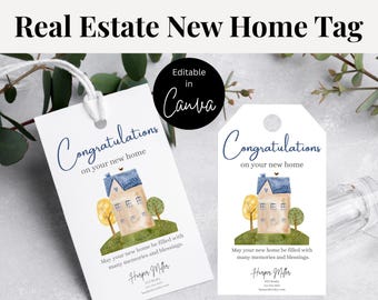 Realtor Closing Gift Tag: Welcome Home Pop-By Tag (Digital Download 2"x3.5")
