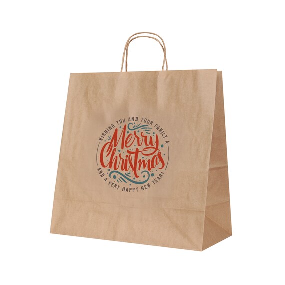 10pc x Christmas Gift Bags | Minimal Xmas Paper Bags | Xmas Packaging (for various gifts) with sturdy handles | Festive Gift Bag