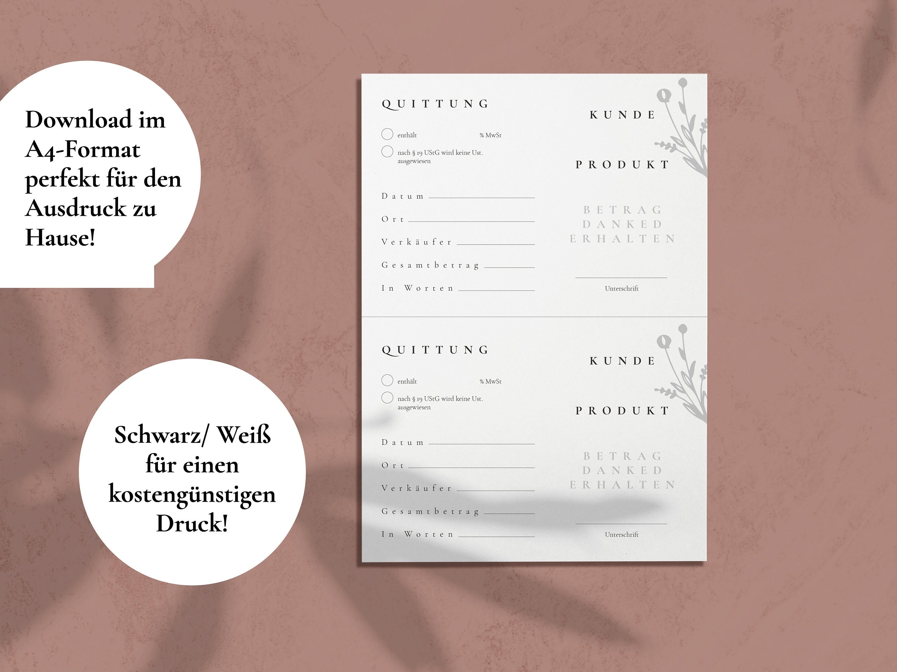 RECEIPT BLOCK A5, Digital Download (also in A4), Ready to Print ...