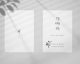 Einladungskarten Hochzeit, Wedding Invitation, personalisierbar, Hochzeitseinladung in DIN A5 Format, doppelseitig bedruckt, minimalistisch